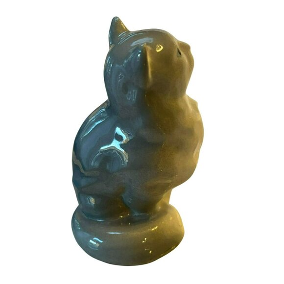 Robert Simons Vintage Ceramic Cat Figurine 4" Blue Gray White Green Eyes - Picture 6 of 7